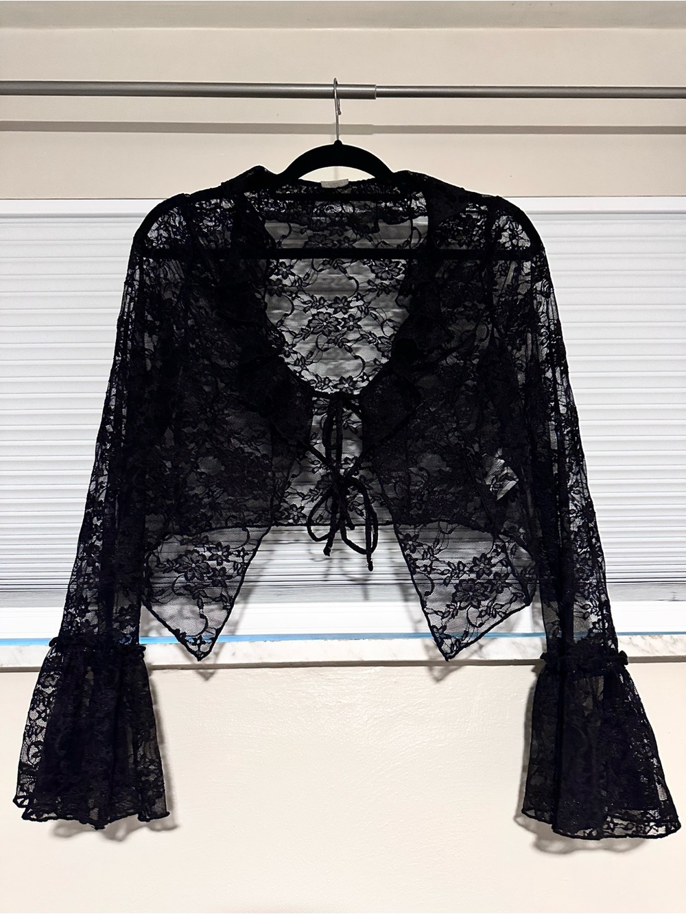 Black Lace Tie-Front Bolero